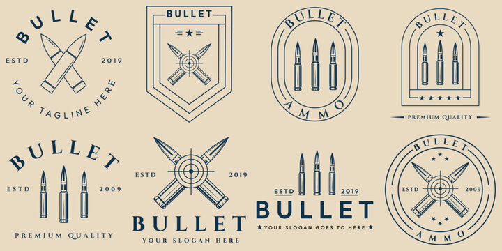 set bullet vintage logo, icon and symbol, with emblem vector illustration design