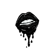 Melting glossy lips vector. glossy kiss icon.