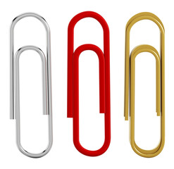 Paper clips on transparent background