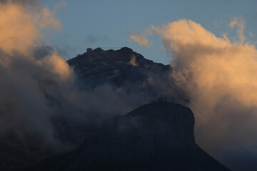 Mount Sex Rouge at sunset, Switzerland.