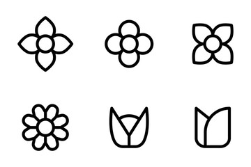 Conjunto de iconos de flores y rosas. Ilustración vectorial