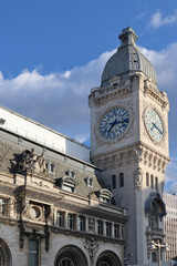 Paris, France - 07.05.22 : The famous facade of the Gare de Lyon in Paris