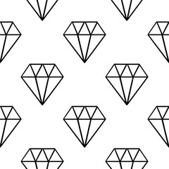 outline diamond seamless pattern on white background
