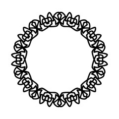 Circle vintage frame, black line art, ornate patterned frame. PNG with transparent background.