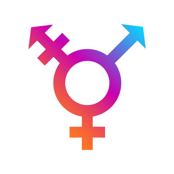 Unisex or intersex symbol icon. Male and female symbols. Hermaphroditism or transgender symbol. Vector illustration on white background