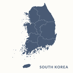Map of south korea. south korea map vector illustration.