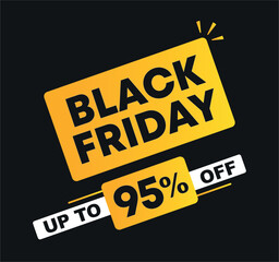 95% off. Vector illustration Black Friday sales. Campaign for stores, retail. Social media banner promo