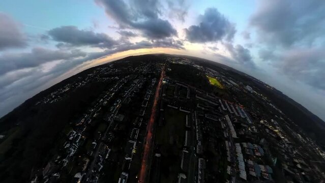 Schwelm Barmer Stra&szlig;e Nach Sonnenuntergang 360&deg; Kugelpanorama Kleiner Planet