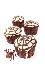 Decorated Halloween Cupcake with a spider web and spider