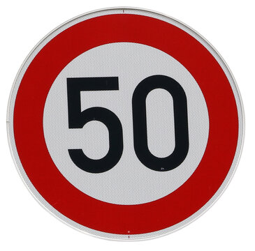 isolated road sign limiting speed