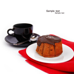 Chocolate cupcake and a cup of coffee