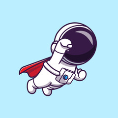 Cute Astronaut Super Flying Cartoon Vector Icon Illustration. 
Science Technology Icon Concept Isolated Premium Vector. 
Flat Cartoon Style
