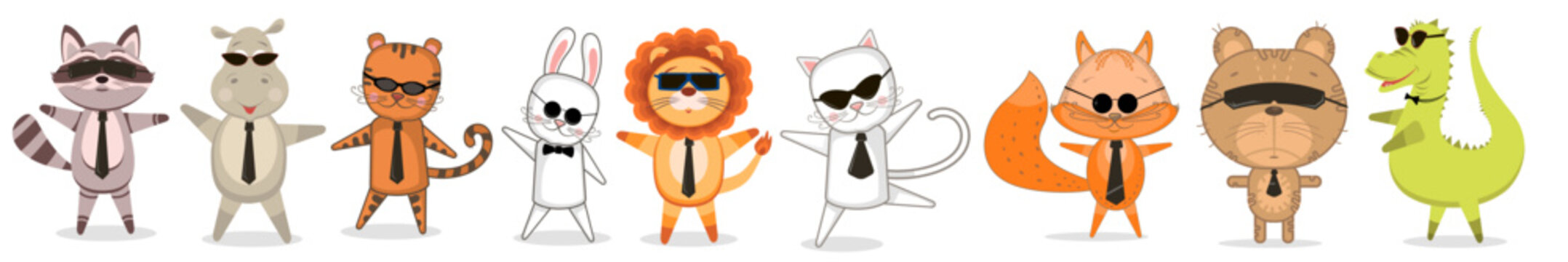 Vector illustration, funny animals. Background, design, sticker.