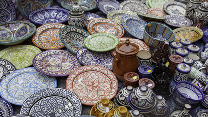 Arabic dishes in a souk