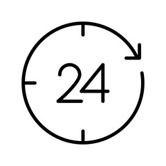 24 Hours Icon Simple Sign Symbol of Time and Clockwise