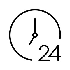 24 Hours Icon Simple Sign Symbol of Time and Clockwise