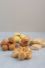 Bunch of homemade biscuits on gray table