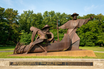 Lyons, Illinois, USA - Sep 15th 2022 - The historic site of the Chicago Portage and the birth of...