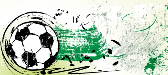 Gordijnen soccer or football illustration for the great soccer event with paint strokes and splashes, saudi arabia national colors © Kirsten Hinte