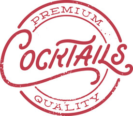 Premium Quality Cocktails Vintage Bar Menu Stamp - 534283321