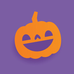 Halloween carved pumpkin. Cute illustration, flat design.