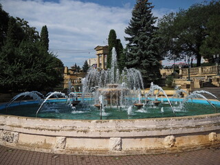 City fountain in the resort town of Essentuki, Russia.