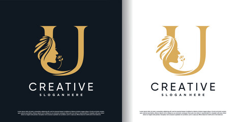  letter logo u with beauty concept Premium Vector