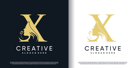  letter logo x with beauty concept Premium Vector