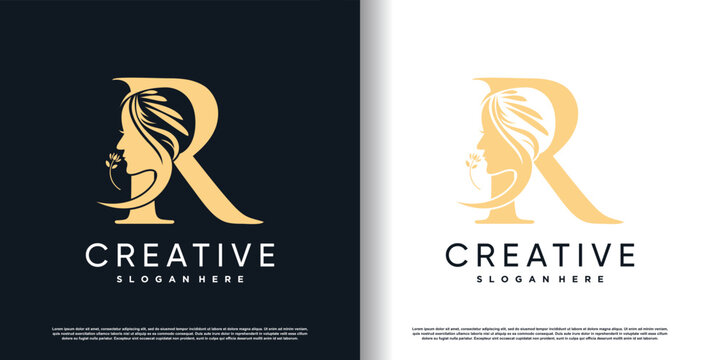  letter logo r with beauty concept Premium Vector