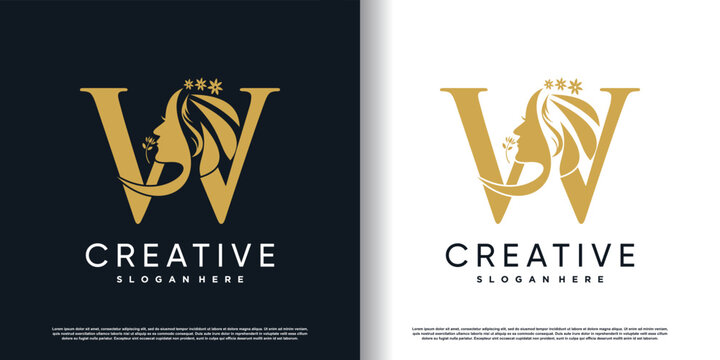  letter logo w with beauty concept Premium Vector
