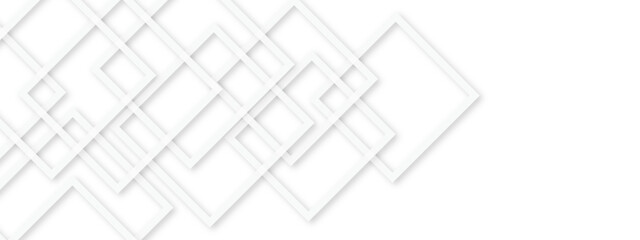 Abstract white and grey geometric overlapping square pattern, design of technology background with shadow. Vector illustration. You can use for add, poster, design artwork, template, banner, wallpaper