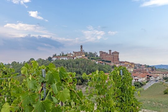 View of Castello Cereseto in Piedmont in the evening