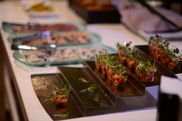 A stylish food buffet at a wedding