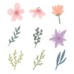 set of flowers