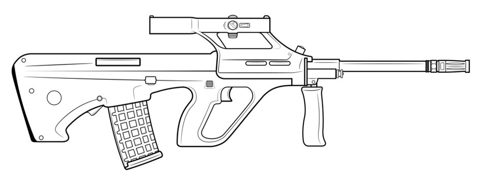 Vector illustration od the Steyr AUG bullpup automatic rifle.