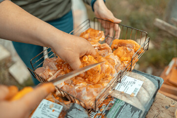 the layout of the barbecue on the grill