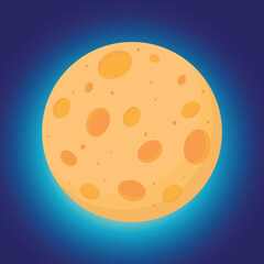 Full yellow moon with Craters in the Universe