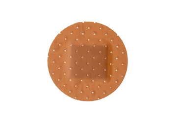 Medical adhesive bandage round, patch bandaid isolated on white, clipping path