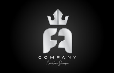 silver grey A alphabet letter logo icon design. Creative crown king template for company and business
