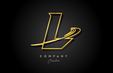gold L alphabet letter logo icon design with golden swoosh. Creative template for company and business