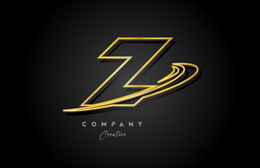 gold Z alphabet letter logo icon design with golden swoosh. Creative template for company and business
