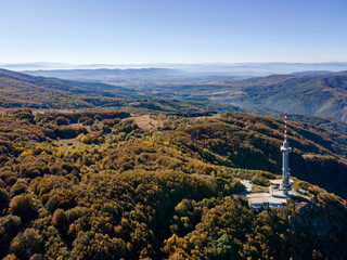 Obraz premium Aerial Autumn panorama of Vitosha Mountain, Bulgaria