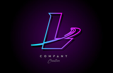 blue and pink alphabet L letter logo icon design with swoosh. Creative template for company and business