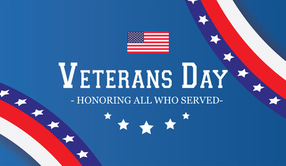 Happy Veterans Day. Greeting card with USA flag and soldiers on background with texture. National American holiday event.