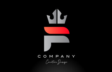 orange F alphabet letter logo icon design with king crown. Creative template for company