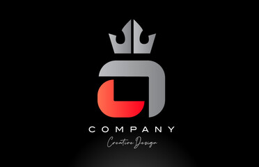 orange O alphabet letter logo icon design with king crown. Creative template for company
