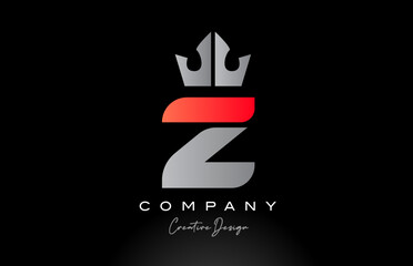 orange Z alphabet letter logo icon design with king crown. Creative template for company