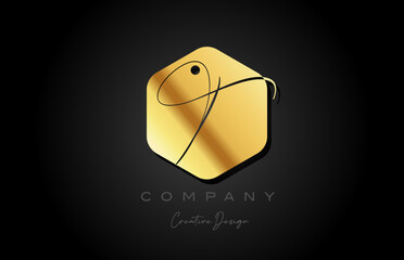 gold golden T alphabet letter logo icon design with dot and elegant style. Creative polygon template for business and company