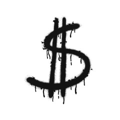 Dollar icon. Black graffiti spray. - obrazy, fototapety, plakaty
