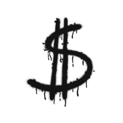 Foto op Plexiglas Dollar icon. Black graffiti spray. © savvalinka